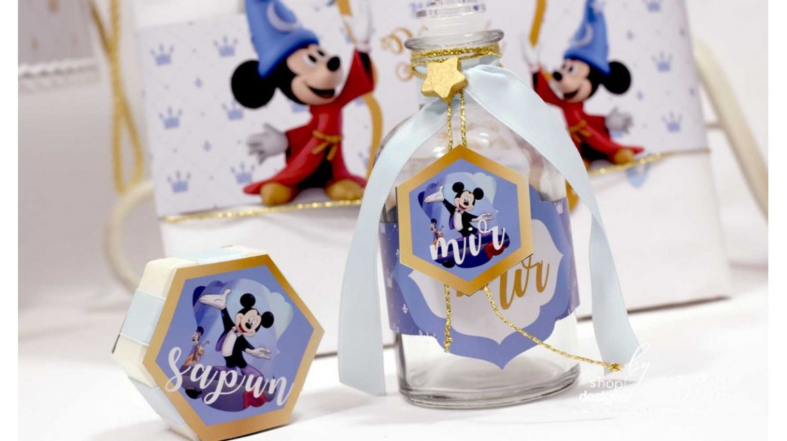 Trusou de botez Mickey Mouse personalizat grafic prin coasere cu imagini Disney Royal The King 17